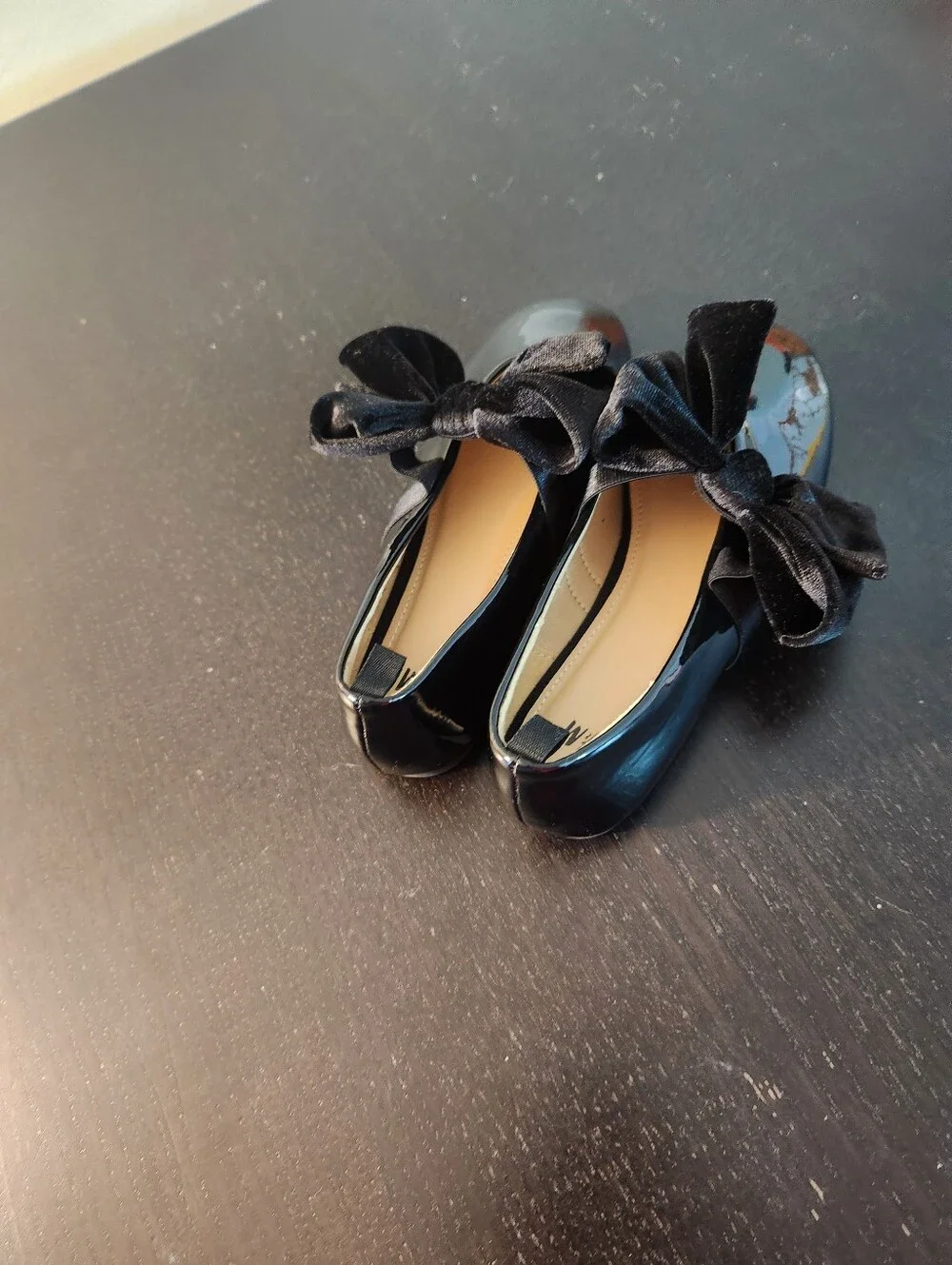 Girls Black Patent Velvet Bow Mary Jane Dress Shoes From H&M